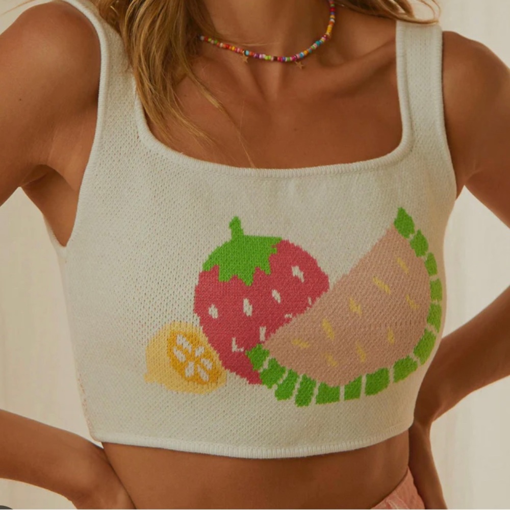 Peppermayo Picnic Basket Knit Crop - Watermelon